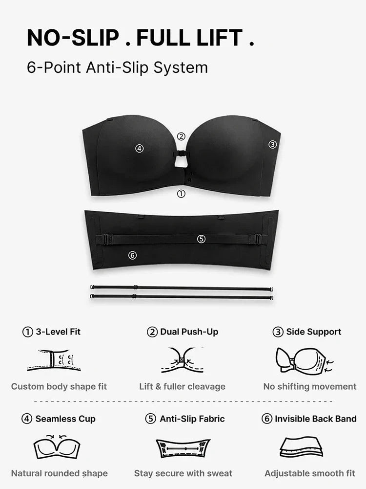 Strapelle™ Trägerloser Push-up-BH ohne Bügel – Rutschfester Halt & nahtloser Look
